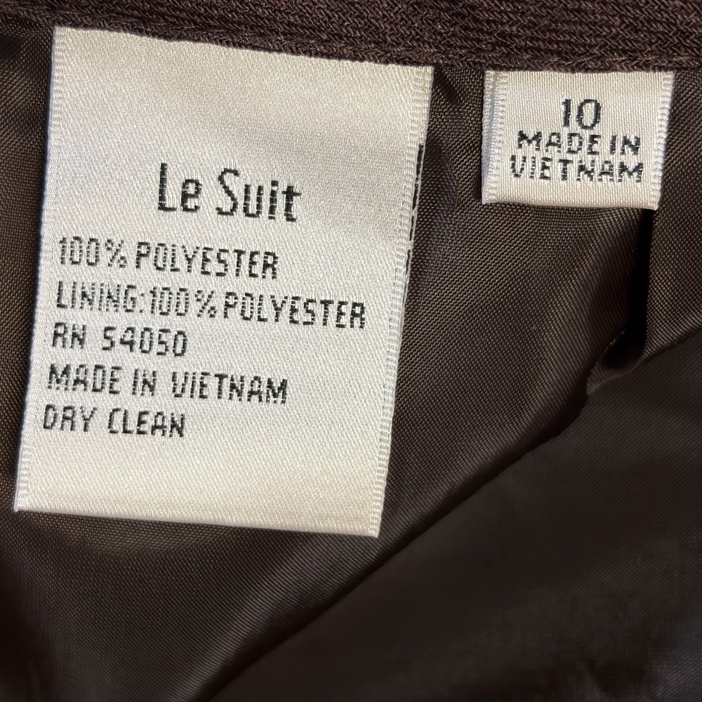 Vtg Le Suit Women 10 Skirt Suit Blazer Coral/Brown 2 Piece Tailored Equestrian - Picture 9 of 14